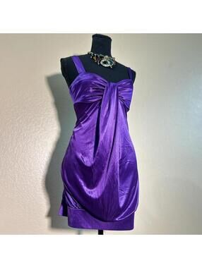 Vintage Y2K B Darlin Purple Satin Mini Dress Bodycon